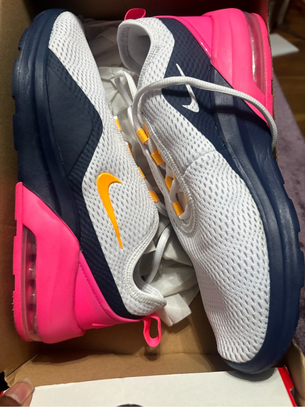 Nike Women’s Air Max Sneakers in White/Navy/Hot Pink